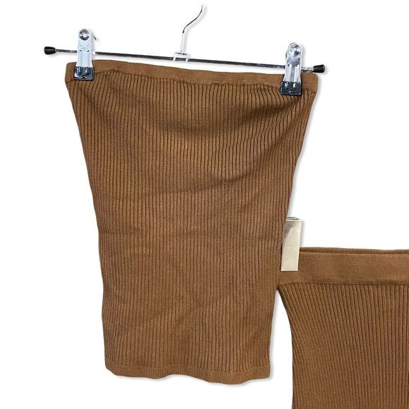 NWT All The Ways Gracie Maxi Skirt Set Dark Camel brown knit top Revolve XS - Picture 5 of 8